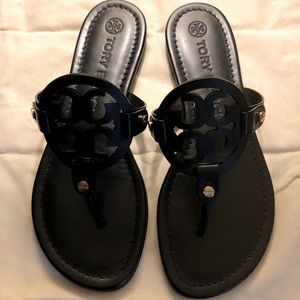 Tory Burch Miller Sandals Black Leather Size 7